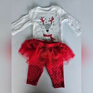 Carters Infant Girls Sparkle Reindeer Bodysuit & Tutu Leggings 3m NWOT